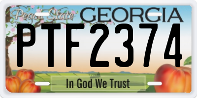 GA license plate PTF2374