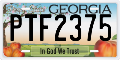 GA license plate PTF2375