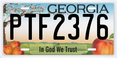 GA license plate PTF2376