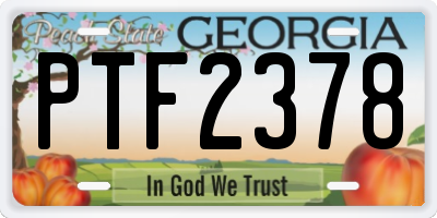 GA license plate PTF2378