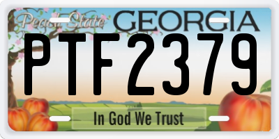 GA license plate PTF2379