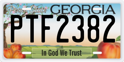 GA license plate PTF2382