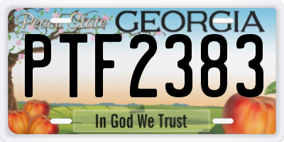 GA license plate PTF2383