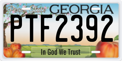 GA license plate PTF2392