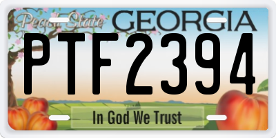 GA license plate PTF2394