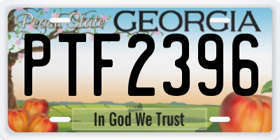 GA license plate PTF2396