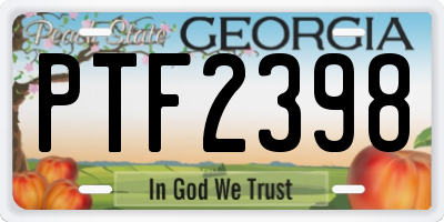 GA license plate PTF2398