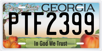 GA license plate PTF2399
