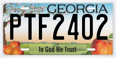 GA license plate PTF2402