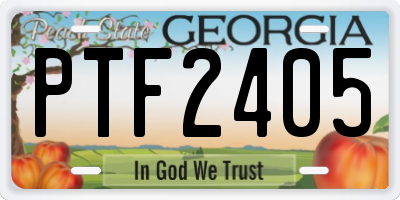 GA license plate PTF2405