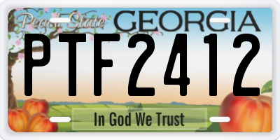 GA license plate PTF2412