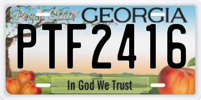 GA license plate PTF2416