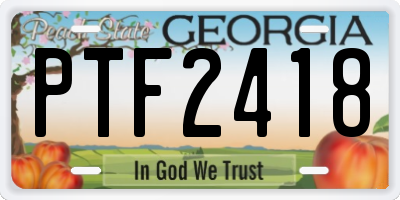 GA license plate PTF2418