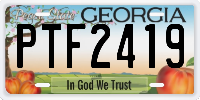 GA license plate PTF2419