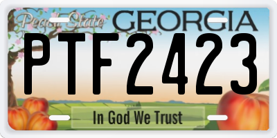 GA license plate PTF2423