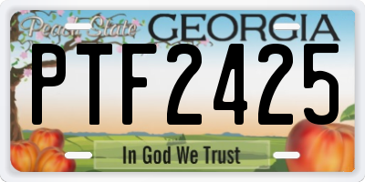 GA license plate PTF2425