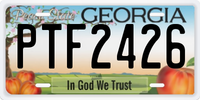 GA license plate PTF2426