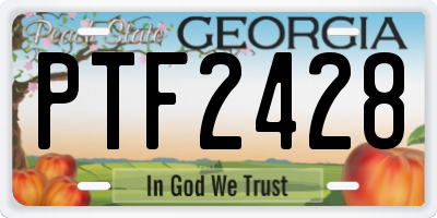 GA license plate PTF2428