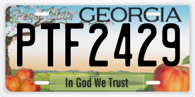 GA license plate PTF2429