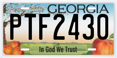 GA license plate PTF2430