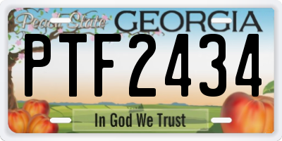 GA license plate PTF2434