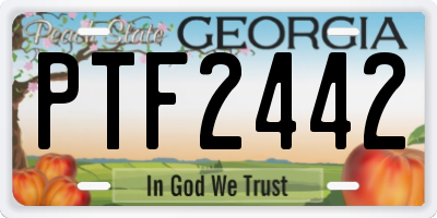 GA license plate PTF2442