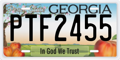 GA license plate PTF2455