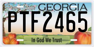 GA license plate PTF2465