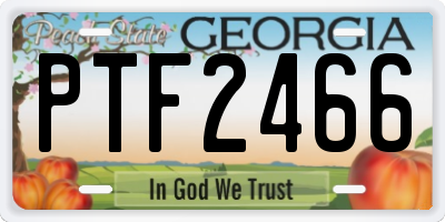 GA license plate PTF2466