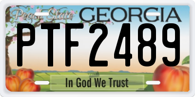 GA license plate PTF2489