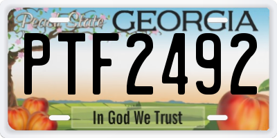 GA license plate PTF2492