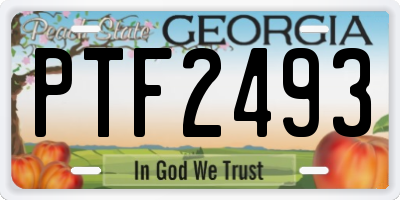 GA license plate PTF2493