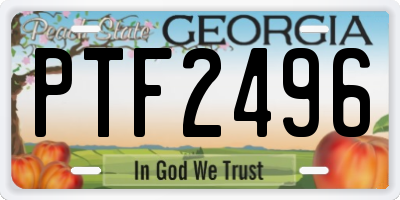 GA license plate PTF2496