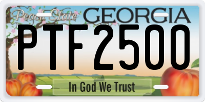 GA license plate PTF2500