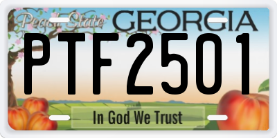 GA license plate PTF2501