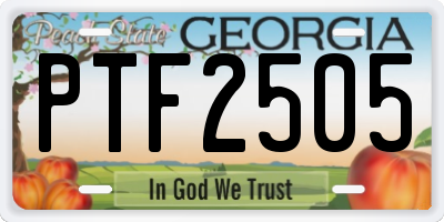 GA license plate PTF2505
