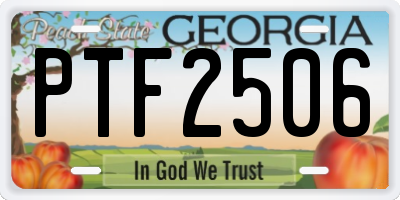 GA license plate PTF2506