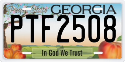 GA license plate PTF2508
