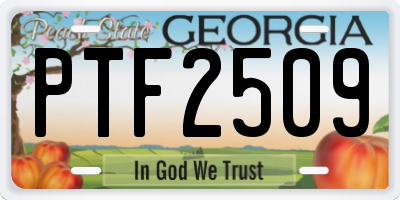 GA license plate PTF2509