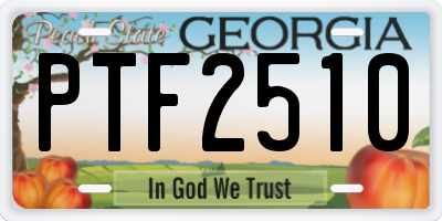 GA license plate PTF2510