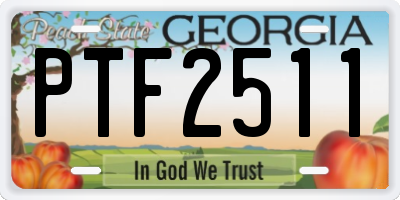 GA license plate PTF2511
