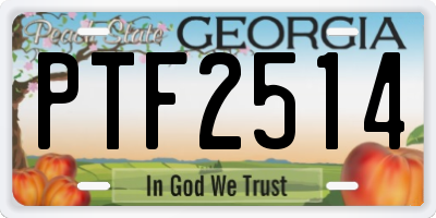 GA license plate PTF2514