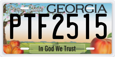 GA license plate PTF2515