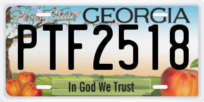GA license plate PTF2518