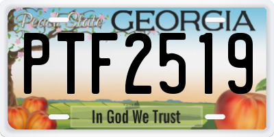 GA license plate PTF2519