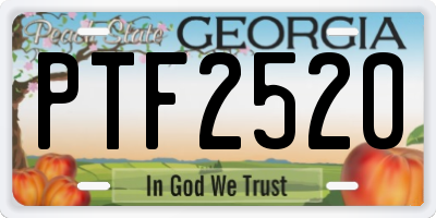GA license plate PTF2520