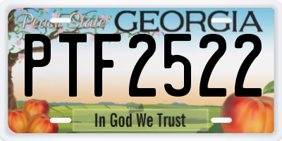 GA license plate PTF2522