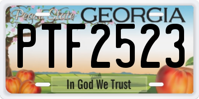 GA license plate PTF2523