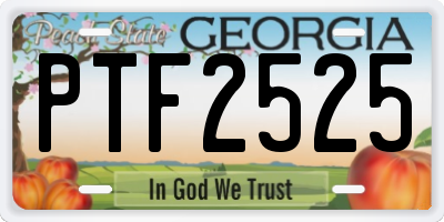 GA license plate PTF2525