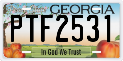 GA license plate PTF2531